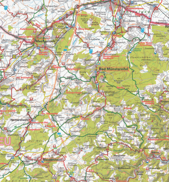 detail RTK 15 Rheinland / Eifel 1:150.000 cyklomapa ADFC
