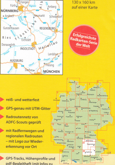 detail RTK 22 Fränkische Alb / Altmühltal 1:150.000 cyklomapa ADFC