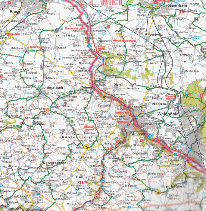 detail RTK 14 Lausitz / Östliches Erzgebirge 1:150.000 cyklomapa ADFC