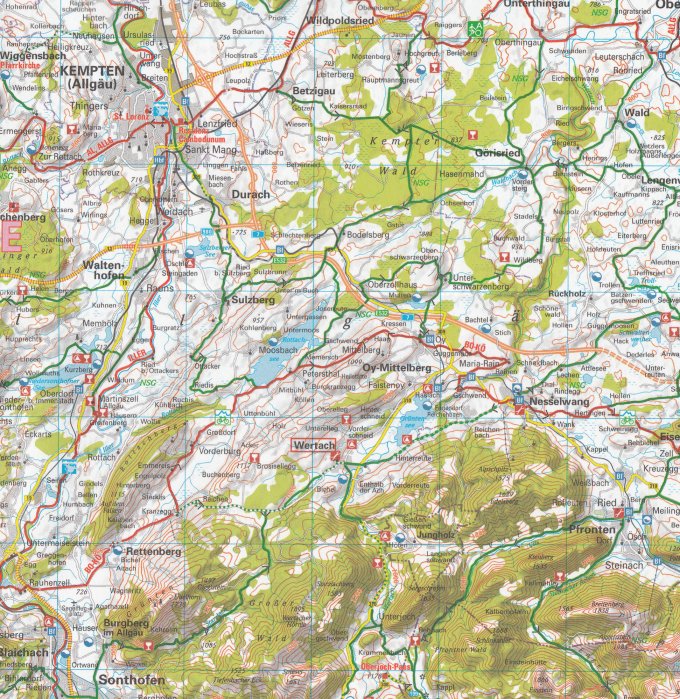 detail RTK 25 Bodensee / Schwäbische Alb 1:150.000 cyklomapa ADFC