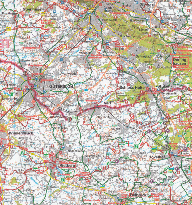 detail RTK 11 Ostwestfalen / Sauerland 1:150.000 cyklomapa ADFC