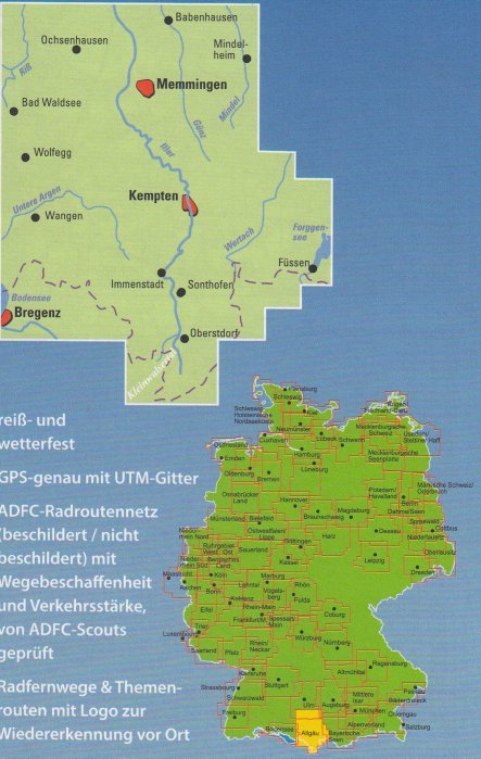 detail RK Allgäu 1:75.000 cyklomapa ADFC