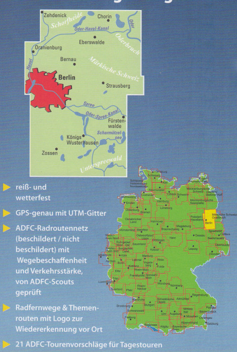 detail RK Berlin und Umgebung 1:75.000 cyklomapa ADFC