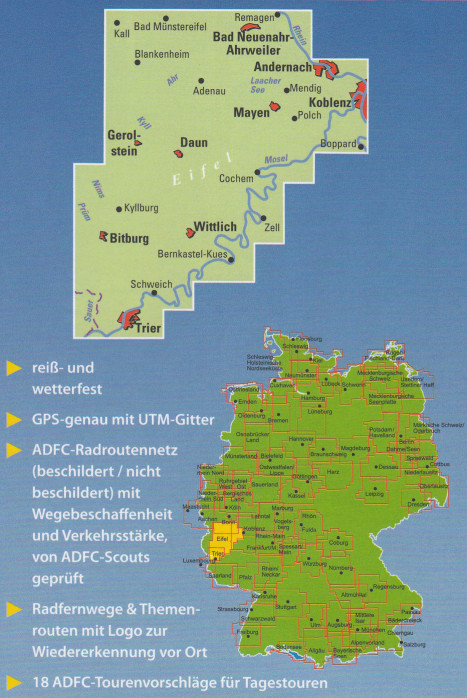 detail RK Eifel - Mosel 1:75.000 cyklomapa ADFC