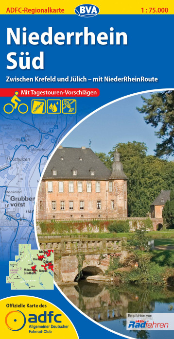 Niederrhein Süd 1:75.000 cyklomapa ADFC