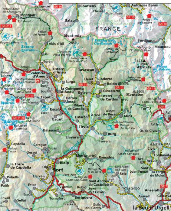 detail Alt Pirineu - Parc Natural de l´Alt Pirineu 1:50.000 mapa ALPINA