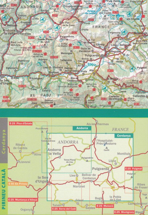 detail Cerdanya, Capcir, Andorra 1:50.000 mapa ALPINA