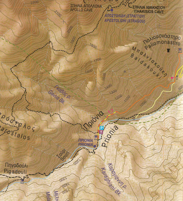detail Mt. Olympos 1:25t turistická mapa ANAVASI