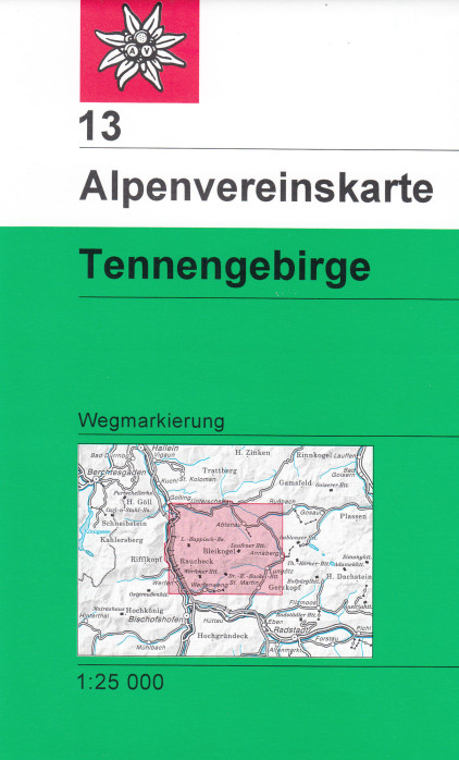 Tennengebirge 1:25 000, turistická mapa, Alpenverein #13