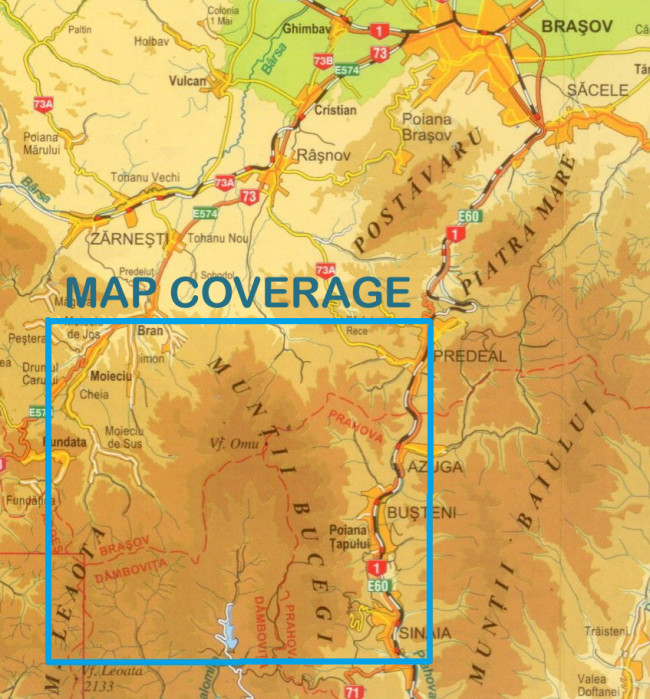 detail Bucegi 1:35.000 turistická mapa S&F