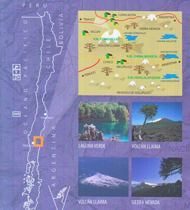 detail Chile - Conguillio 1:100t turistická mapa COMPASS