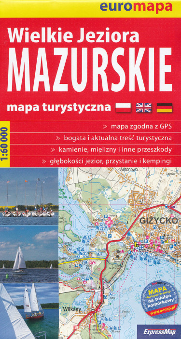 Mazurská jezera 1:60t turistická mapa ExpressMap