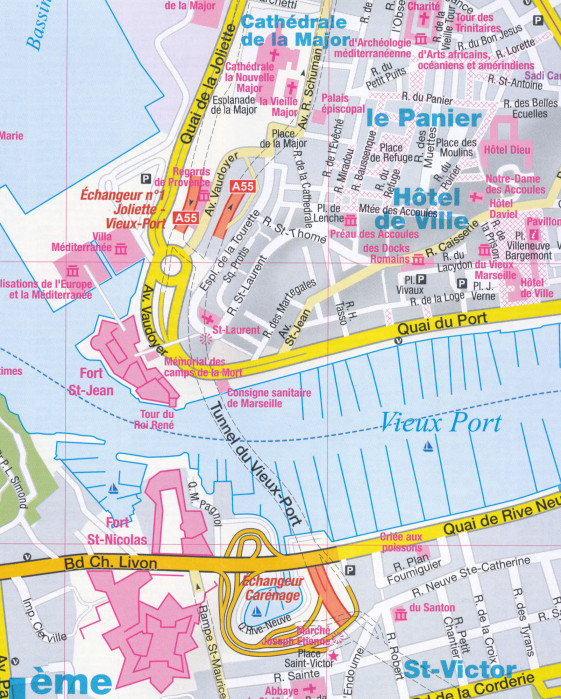detail Marseille plán města 1:15t ExpressMap