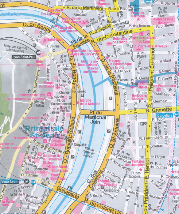 detail Lyon plán města 1:15t ExpressMap