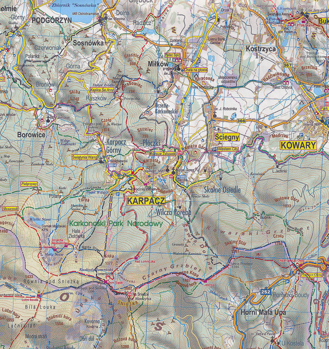 detail Západní Sudety 1:75.000 turistická mapa Galileos