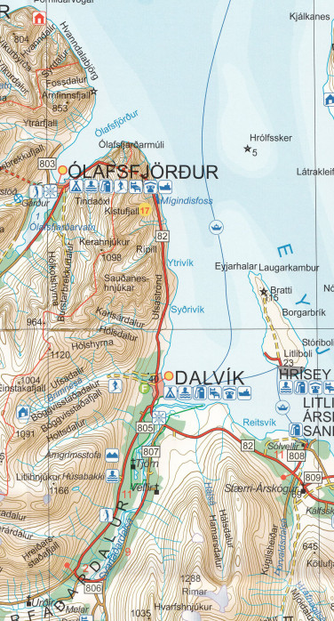 detail Akureyri, Myvatn, Husavik, Asbyrgi (Island) 1:200t mapa FERDAKORT