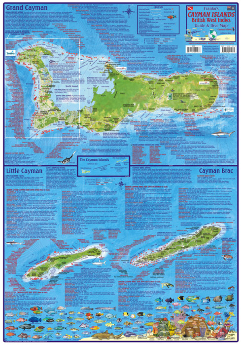 detail Kajmanské ostrovy (Cayman Islands) 1:28t/ 1:90t guide & dive mapa FRANKO´S