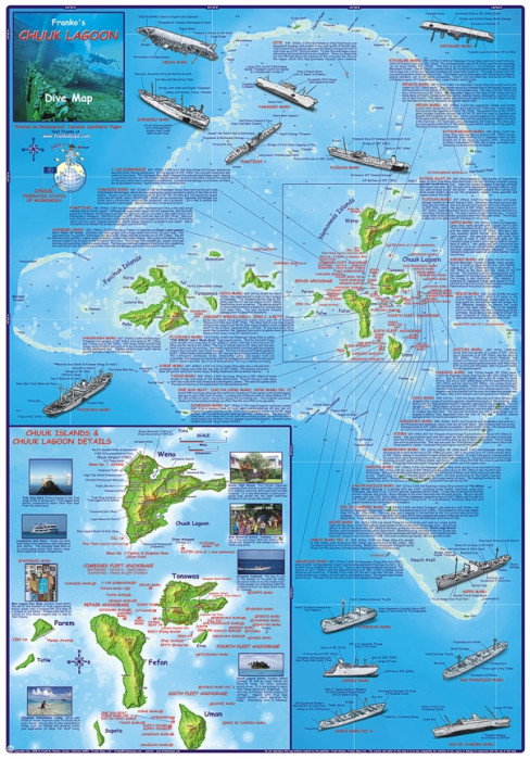 detail Mikronésie: Truk (Chuuk) Lagoon dive map FRANKO´S