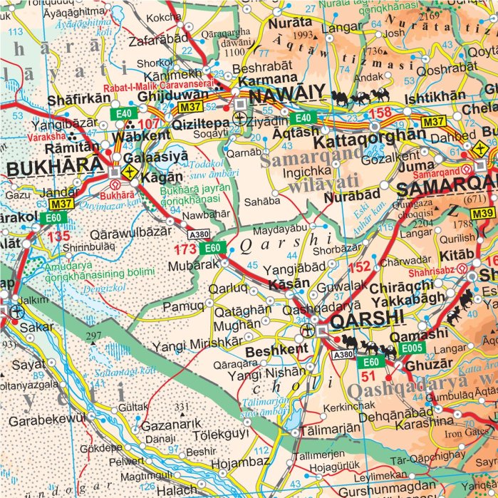 detail Hedvábná Stezka (Silk Road Countries) 1:3m mapa GIZI