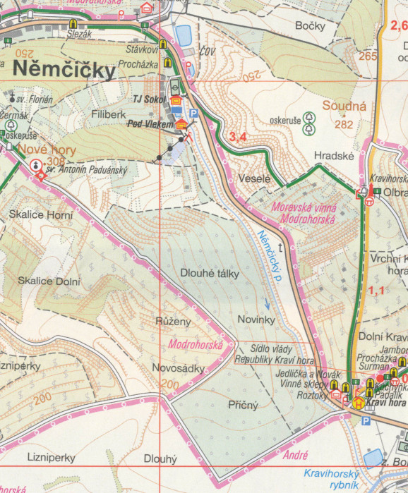detail Morava: Modré hory (Velké Pavlovice, Kobylí) 1:25, mapa GOL