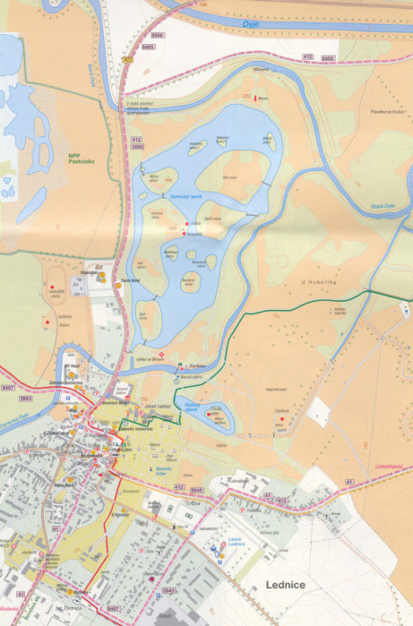 detail Zahrada Evropy, Lednický park & plán Mikulova 1:25t, mapa GOL