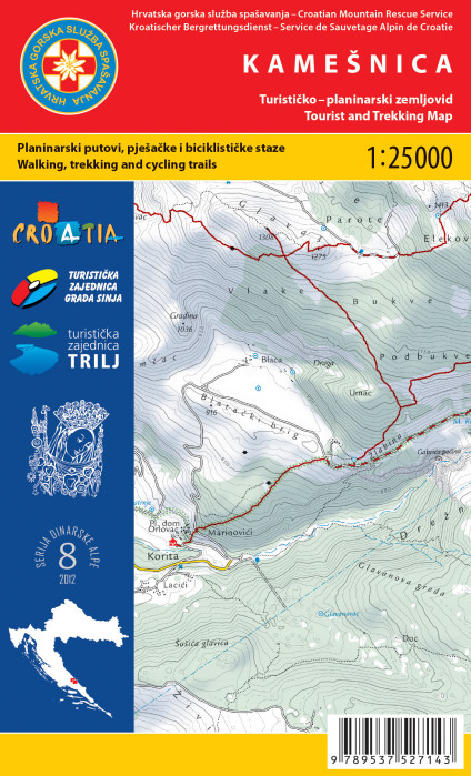 Kamešnica 1:25.000 turistická mapa HGSS