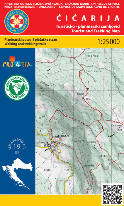 Ćićarija 1:25.000 turistická mapa HGSS