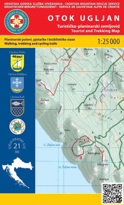 Otok Ugljan 1:25.000 turistická mapa HGSS