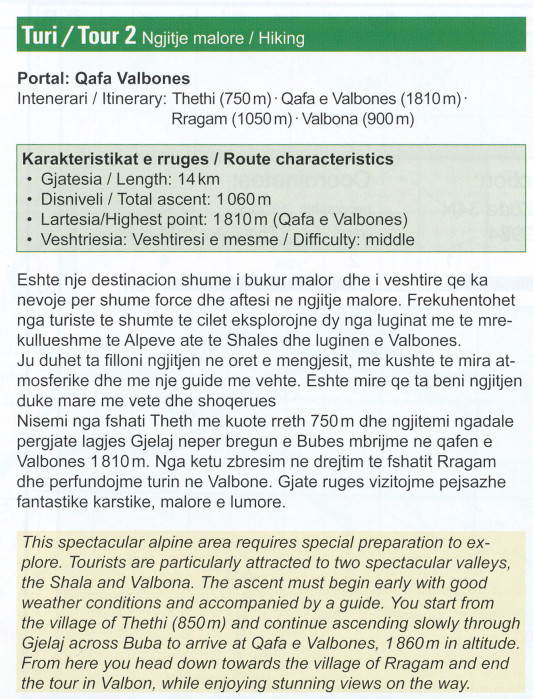 detail Albánie 1:50 000 (2) Tropoja – B. Curri – Valbona