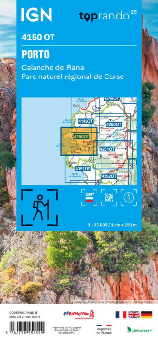 detail IGN 4150 OT Porto / Calanche de Piana 1:25t mapa IGN