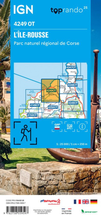detail IGN 4249 OT L´Ile Rousse / PNR de Corse 1:25t mapa IGN