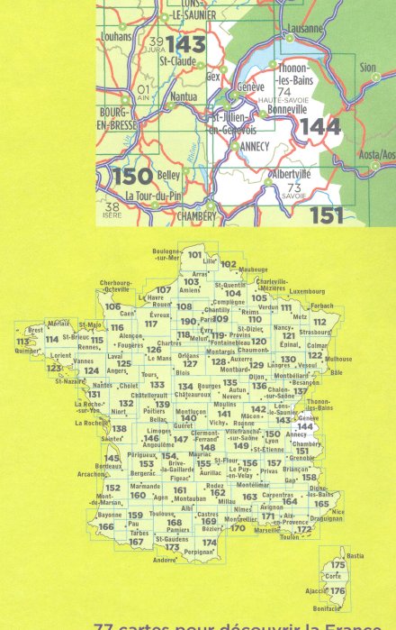 detail IGN 144 Annency / Thonon-les-Bains 1:100t mapa IGN
