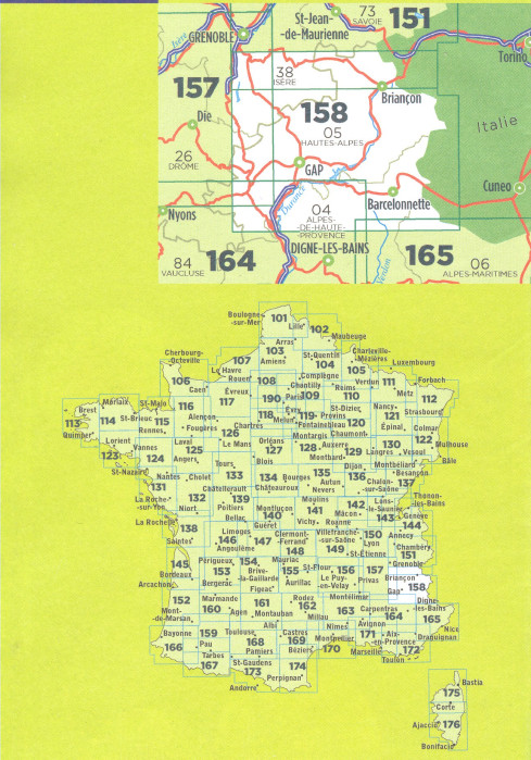 detail IGN 158 Gap / Briancon 1:100t mapa IGN