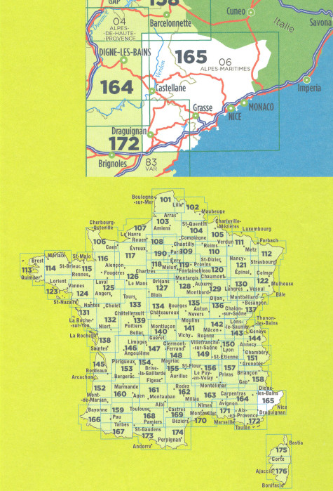 detail IGN 165 Nice / Draguignan 1:100t mapa IGN