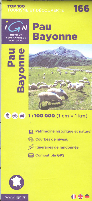 detail IGN 166 Pau / Bayonne 1:100t mapa IGN