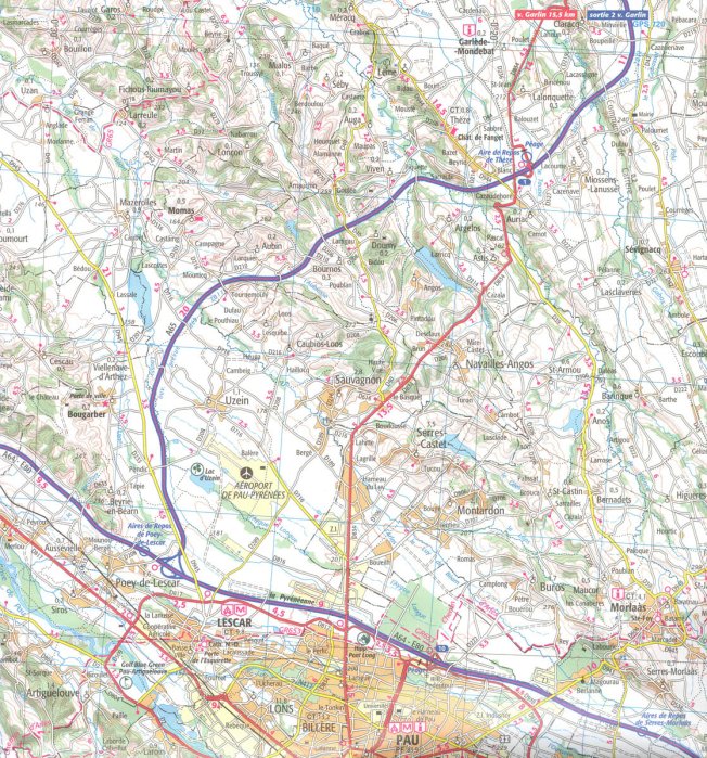 detail IGN 167 Pau / Tarbes 1:100t mapa IGN