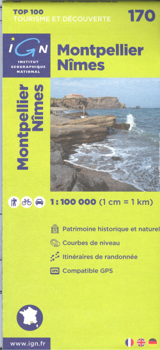 IGN 170 Montpellier / Nimes 1:100t mapa IGN