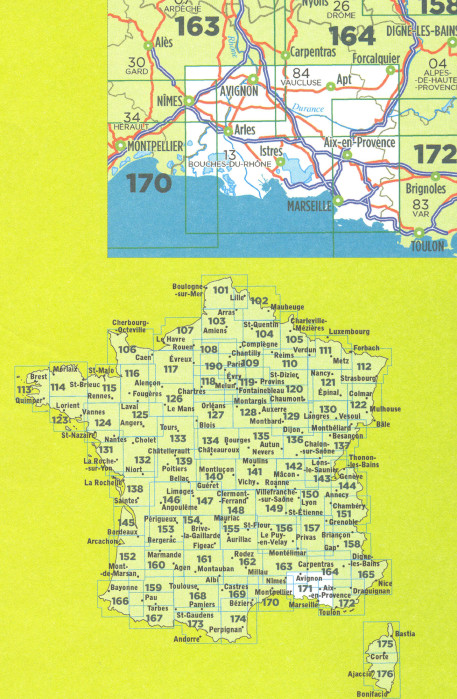 detail IGN 171 Marseille / Avignon 1:100t mapa IGN
