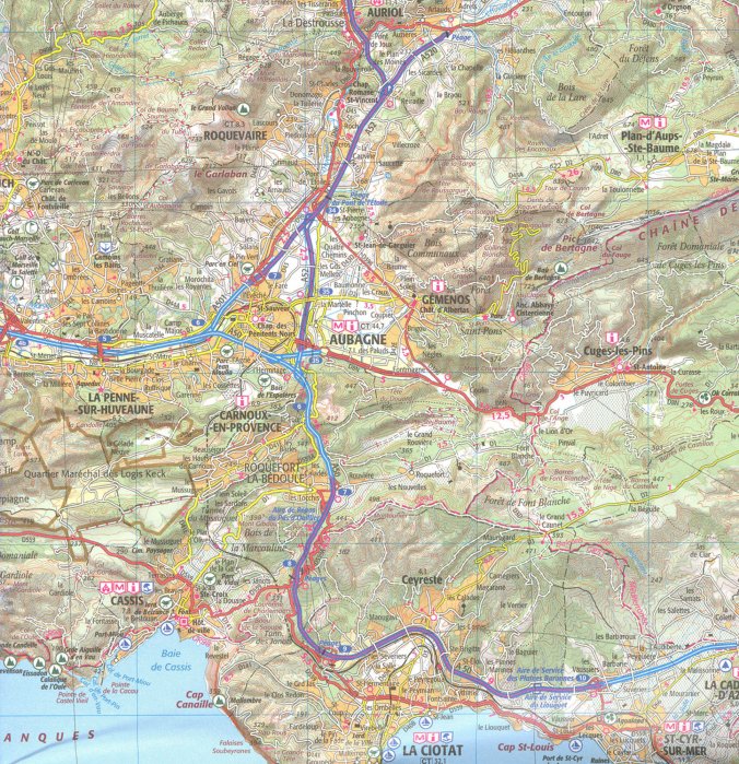 detail IGN 172 Toulon / Aix-en-Provence 1:100t mapa IGN