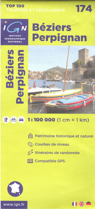IGN 174 Béziers / Perpignan 1:100t mapa IGN