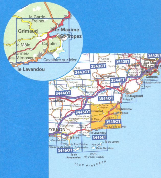 detail IGN 3545 OT St. Tropez 1:25t mapa IGN