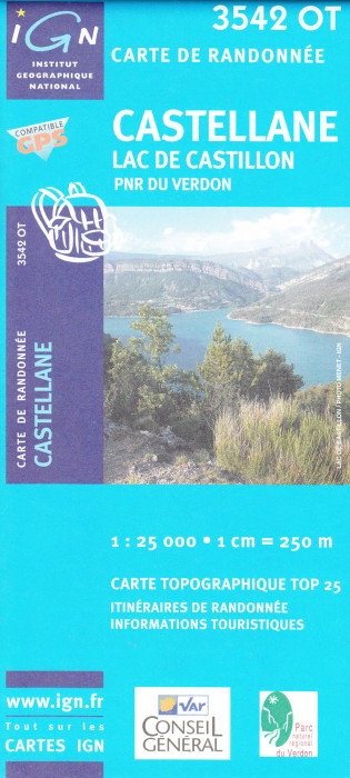 detail IGN 3542 OT Castellane 1:25t mapa IGN