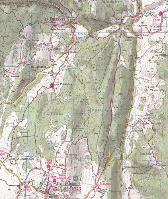 detail IGN 3236OT Villard de Lans 1:25t mapa IGN