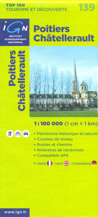 IGN 139 Poitiers Chatellerault 1:100t mapa IGN