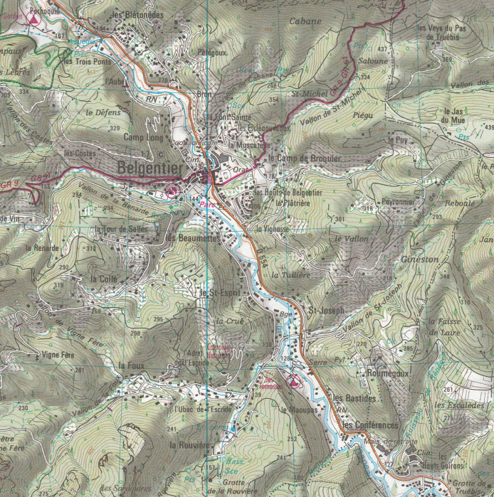 detail IGN 3345 OT Signes-Tourves 1:25t mapa IGN