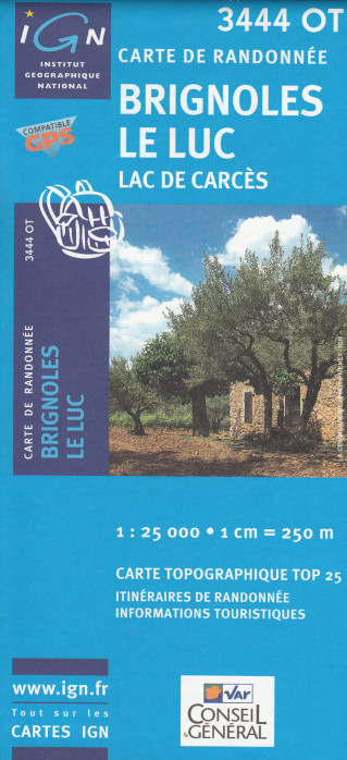 IGN 3444 OT Brignoles Le Luc 1:25t mapa IGN