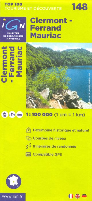 IGN 148 Clermont-Ferrand, Mauriac 1:100t mapa IGN