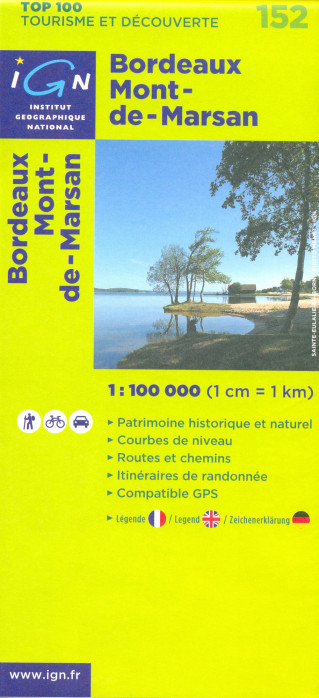 detail IGN 152 Bordeaux, Mont de Marsan 1:100t mapa IGN