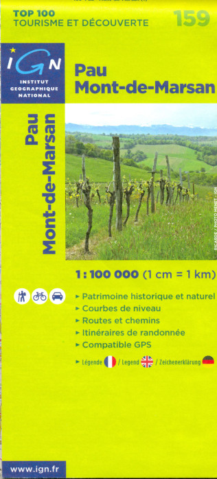 detail IGN 159 Pau, Mont de Marsan 1:100t mapa IGN