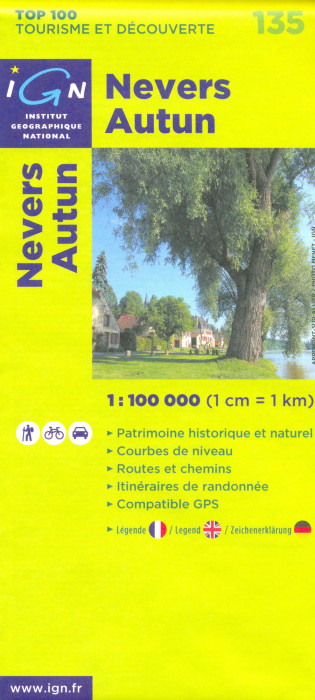 detail IGN 135 Nevers, Autun 1:100t mapa IGN
